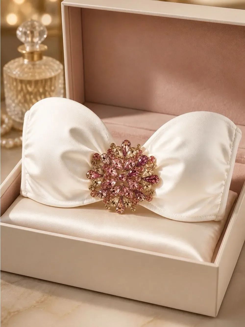 VICTORIAS SECRET WHITE DECORATIVE BANDEAU TOP